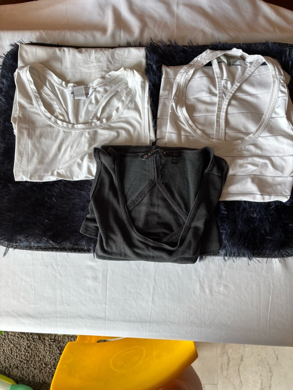 Athleta Racerback Tank Trio in White and Black